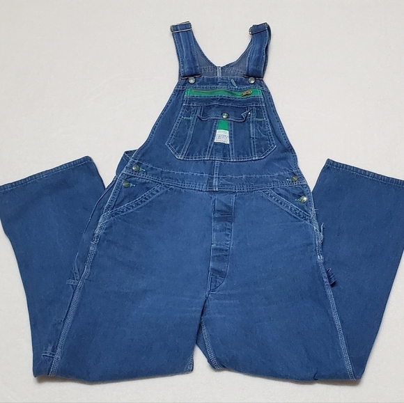 VINTAGE Liberty Stone Wash Loose Fit Wide Leg Carpenter Overalls Biballs Grunge - Picture 4 of 14